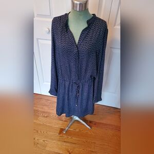 dELiA*s Navy Blue Printed Long Sleeve Drawstring Dress